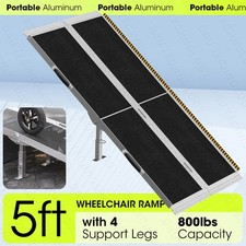 5ft Wheelchair Ramp with 4 Support Legs Portable Aluminum Ramps for Steps Stairs