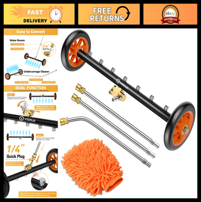 #ad 2 in 1 Pressure Washer Undercarriage Cleaner 24quot; Water Broom 7 Nozzles 4000 P $119.99
