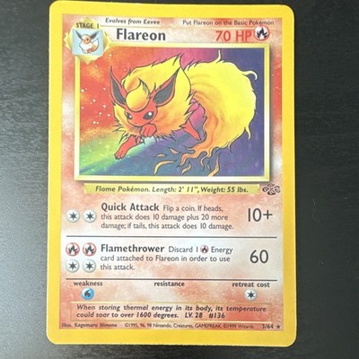 Wizards of the Coast Jungle Flareon 3/64 Holo Rare Eng 70 HP Unlimited