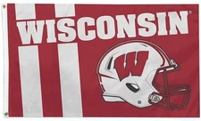 University of Wisconsin Badgers Flag Banner 3x5 Feet Metal Grommets Helmet...