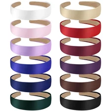 Satin Headbands for Women, 12PCS DIY Head Bands for Women’s Hair Wide Headban...