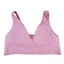 Steve Madden Pink Ribbed Seamless V Neck Sports Bra XL