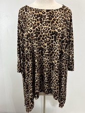 Chicos Animal Print Tunic Top Shirt Sz 3 US X-Large Women  s Dolman Sleeve