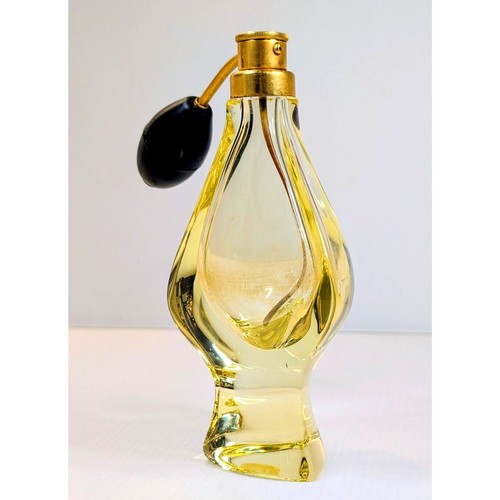 Vintage West Germany Hand Blown Pale Yellow Glass Perfume Bottle Atomizer