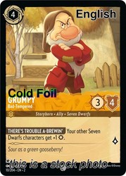 Grumpy - Bad-Tempered 10/204 Cold Foil Rise of the Floodborn Disney Lorcana TCG