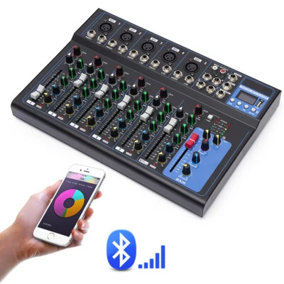 GDRASUYA10 7 Kanal Audio Mischpult Konsole Verstärker USB DJ Live Mixer Studio Bluetooth DE