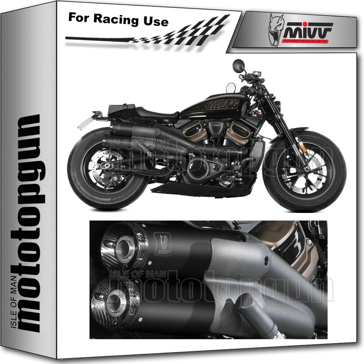 double silencer rc hr-1 black c mivv for harley davidson sportster