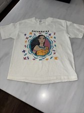 Rare VTG DISNEY Ivory Pocahontas 1995 T Shirt Animated Film 10/12 Med Kids Sm