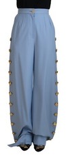 Pantaloni DOLCE & GABBANA blu chiaro bottoni gamba larga IT40/US6/S RRP 1120usd