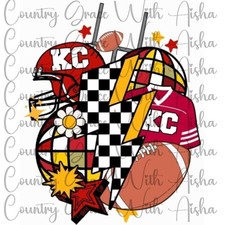 Sublimation Transfer Print KC Chiefs Stars Football Ready To Press Heat Transfer