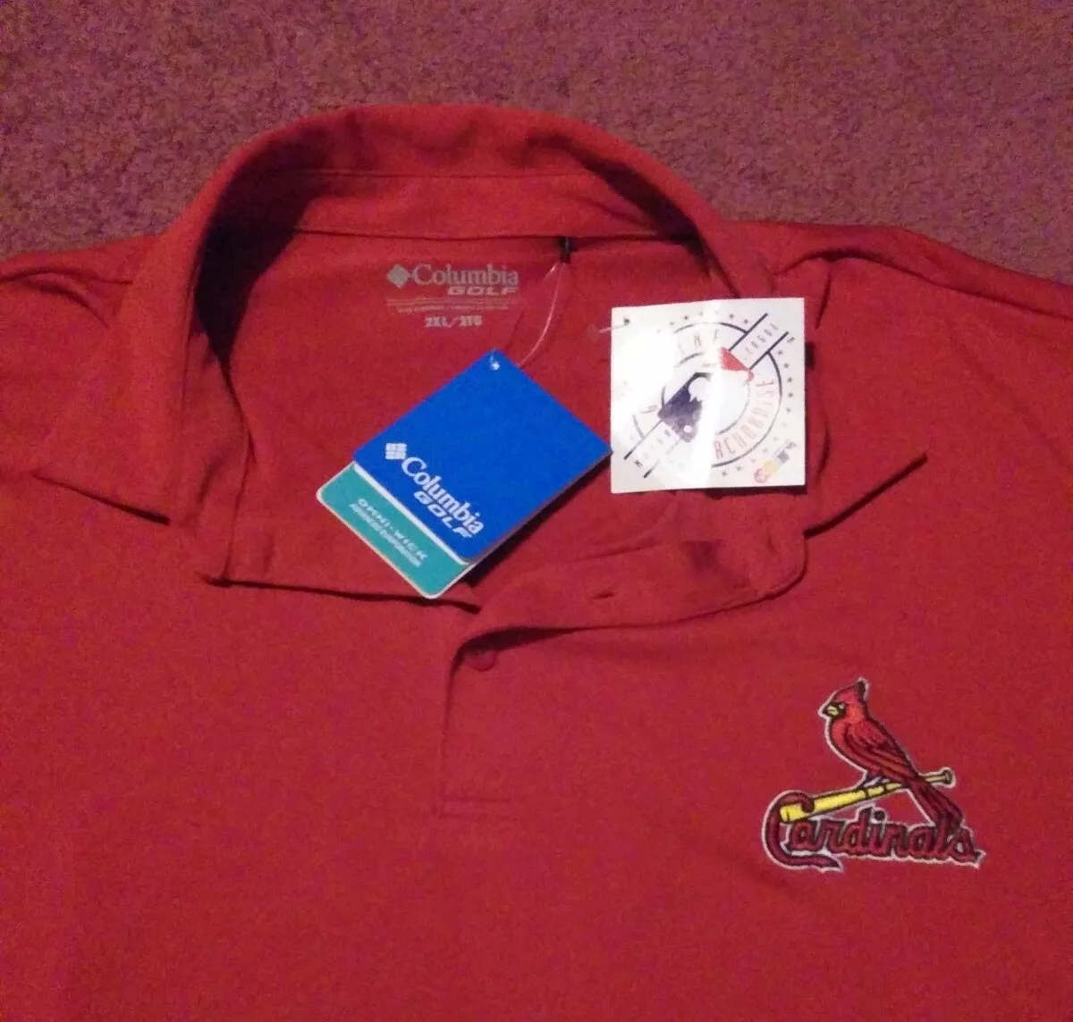 COLUMBIA GOLF ST LOUIS CARDINALS MENS 2XL OMNI WICK DRIVE POLO SHIRT NEW W/  TAGS