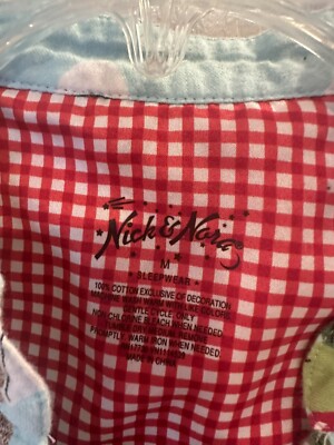 Nick & Nora Apple Picking Sock Monkey Sleepwear cotton nightgown