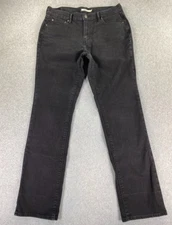 Levi's 505 Straight Womens 31 (Fits 32x33.5) Dark Wash Black Denim Mid Rise