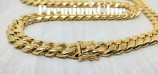 Mens Miami Cuban Link Chain HEAVY 14k 18K Gold Plated Stainless Steel Hip Hop
