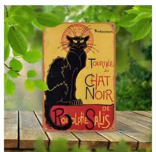 Vintage Metal Sign French TOURNEE DU CHAT NOIR  8x12