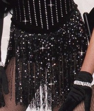NWT Spotlight Fringe Skirting w Sequin dot pin on ch/adlt 8-10" black velvet WST