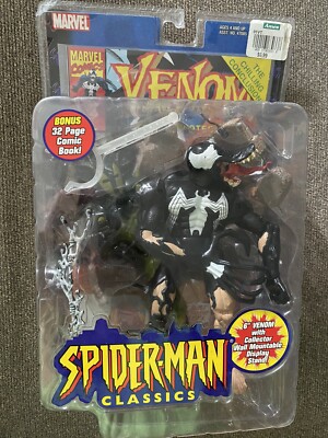 Spider-Man Classics 6” Venom w/ Stand & Book Marvel Toy biz 