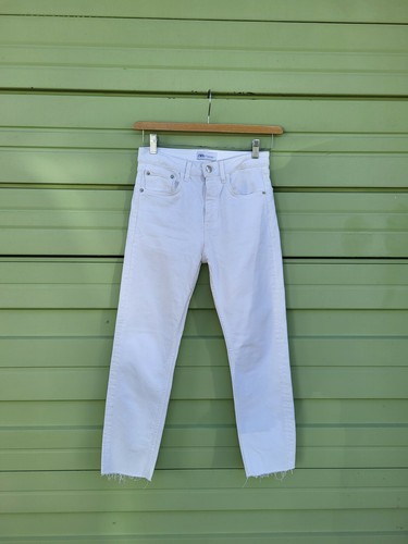 NEW ZARA WHITE JEANS HI RISE SLIM 5 pockets Cotton 99% WAIST 32 USA 10  #O2126 | eBay