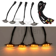 For Ford F150 Raptor Style 4PC Amber LED Front Grille Running Lights Smoked Lens