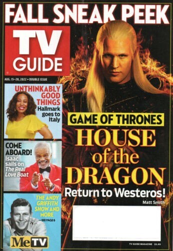 TV Guide Magazine Game of Thrones House of the Dragon August 15-28 2022