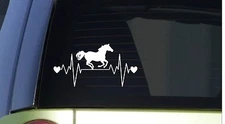 Horse Running heartbeat lifeline *I224* 8" wide Sticker decal horses saddle