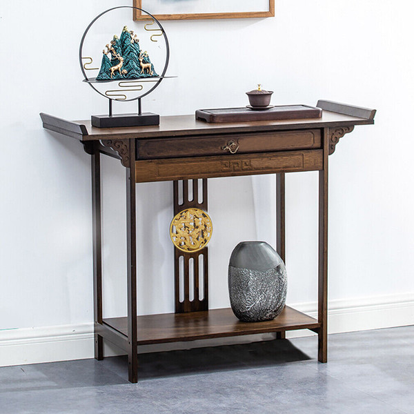 Schmal Konsolentisch Flurtisch Vintage Holz Eingangstisch Mit Schublade Design-image