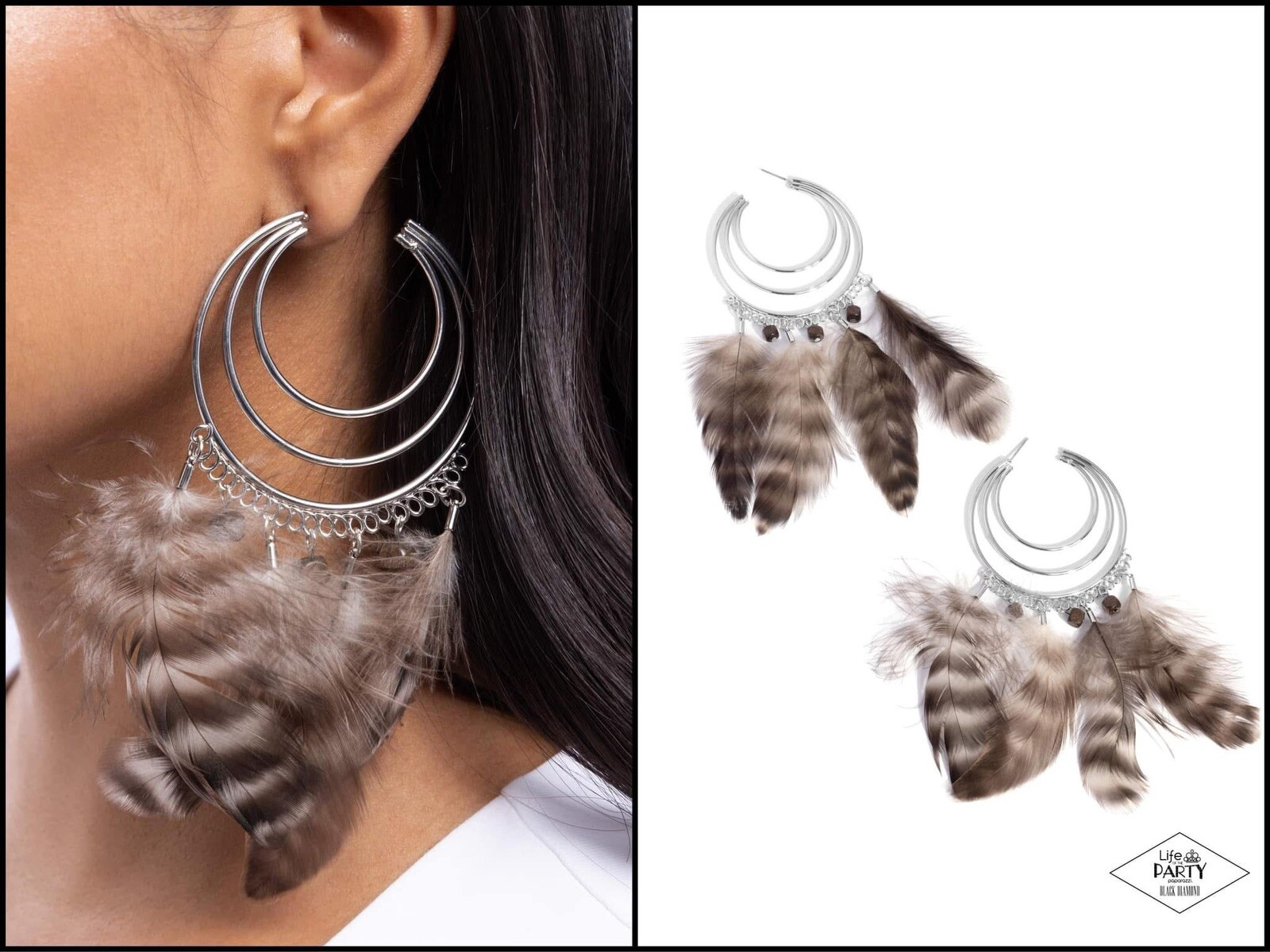 New Paparazzi Jewelry-❤️❤️Freely Free Bird Hoop Earring-Brown❤️💙