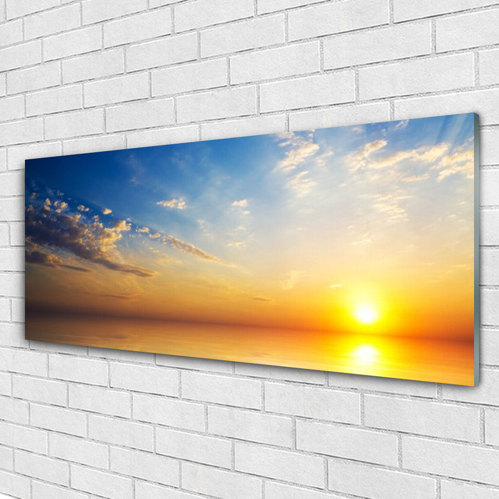 Tableaux en verre trempé 125x50 cm au rendu HD lever du soleil sur mer