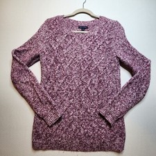 Tommy Hilfiger Womens Sweater Small Burgandy Pink Cable Knit Cotton Blend