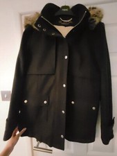 Barbour Sherpa Fleece Lined Womens Jacket Coat Duffle Style Size 10 Black Warm 