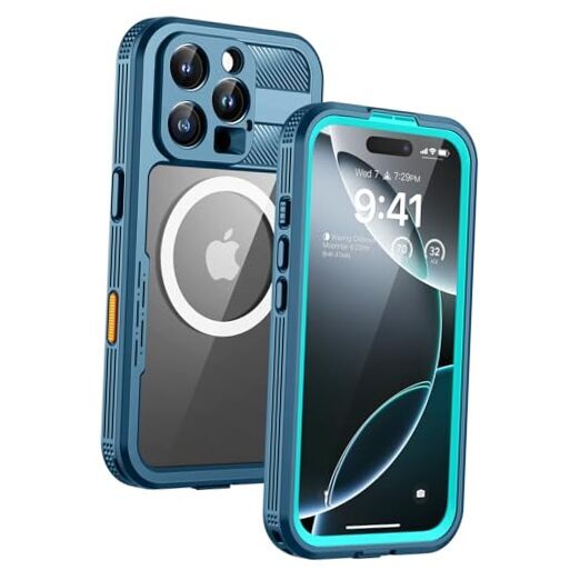 Lanhiem Magnetic Case, IP68 Waterproof Dustproof for iPhone 16 Pro Max Blue