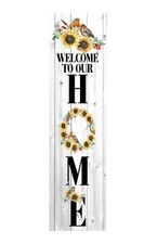 24 Inch 2 Foot Tall Sunflower Welcome to Our Home Vertical Wood Print Sign