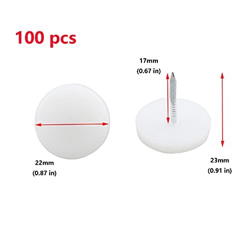 100 Pcs Nylon Chair Glides Nail In Furniture Glides for Hardwood Floors