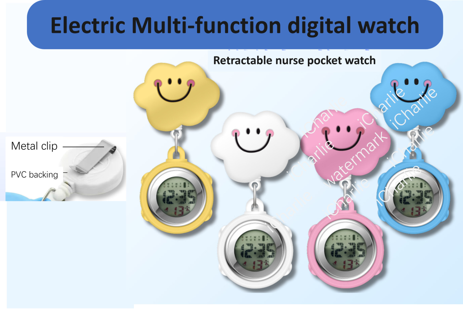Digital Silicone Nurse Fob Watch Electric Multi-function Pocket Watch Peds AU