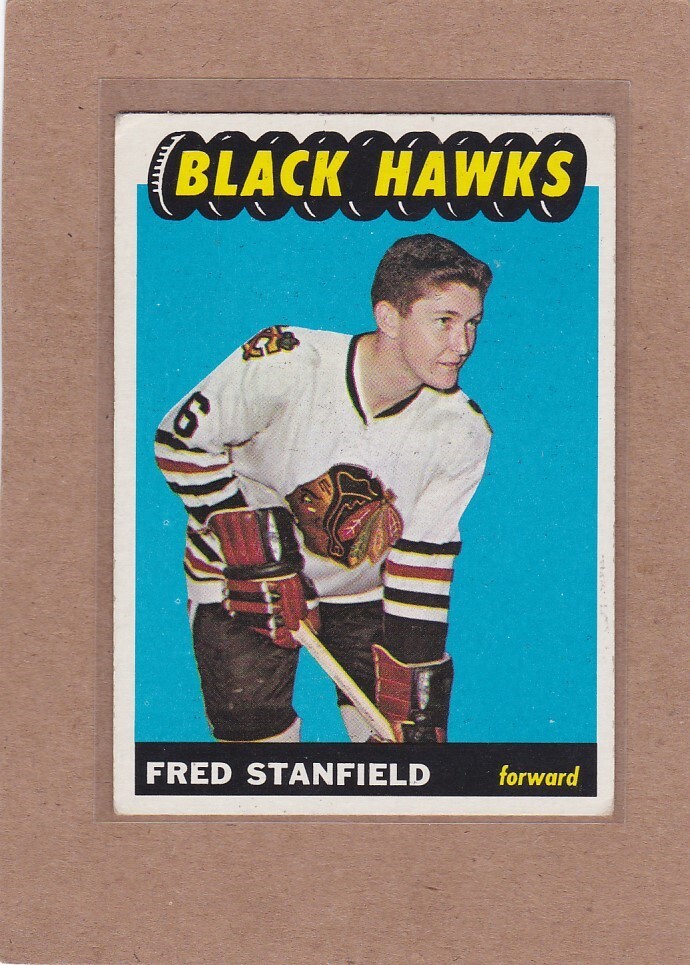 1965-66 TOPPS HOCKEY FRED STANFIELD ROOKIE #63 BLACK HAWKS VGEX *A31753