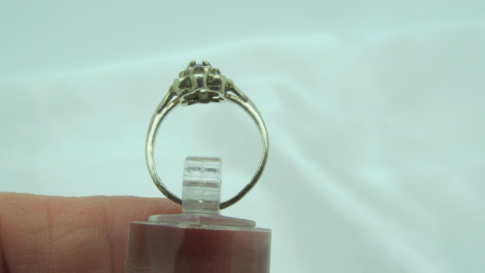 CL Sterling Silver .925 TINY oval cut AMETHYST FL… - image 6