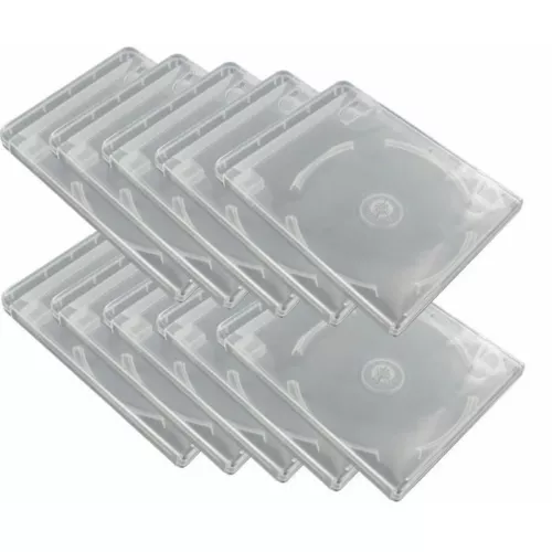 Lot de 10 boîtiers DVD transparents avec pochette plastique - clip verrouillage