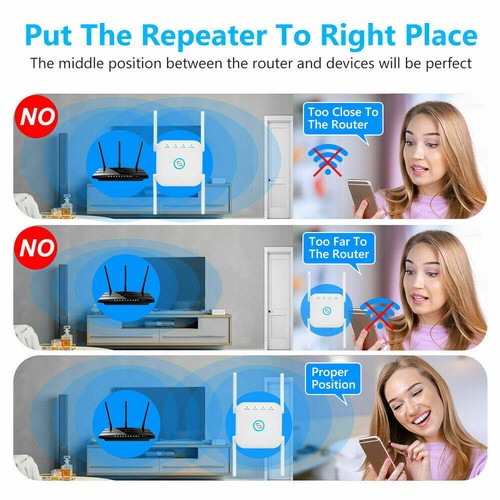 Repetidor extensor WiFi inalámbrico de doble banda GameMantra 1200 Mbps rango si... - Imagen 6 de 7