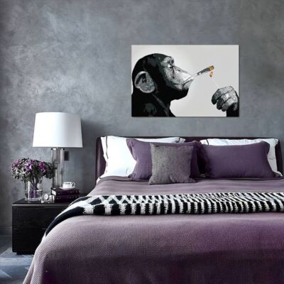 Banksy Monkey Chimp Spliff ungerahmtes Leinwandbild Bild Druck 45 cm x 30 cm
