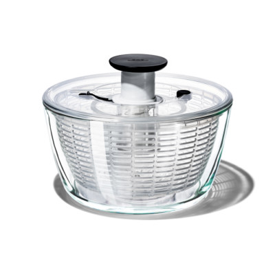 New OXO Good Grips Glass Salad Spinner 6 (L) X 10.7 (W) Clear Free Ship