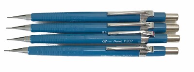 4 - Pentel P207 Sharp Automatic Mechanical Drafting Pencil Blue 0.7 mm Japan VTG