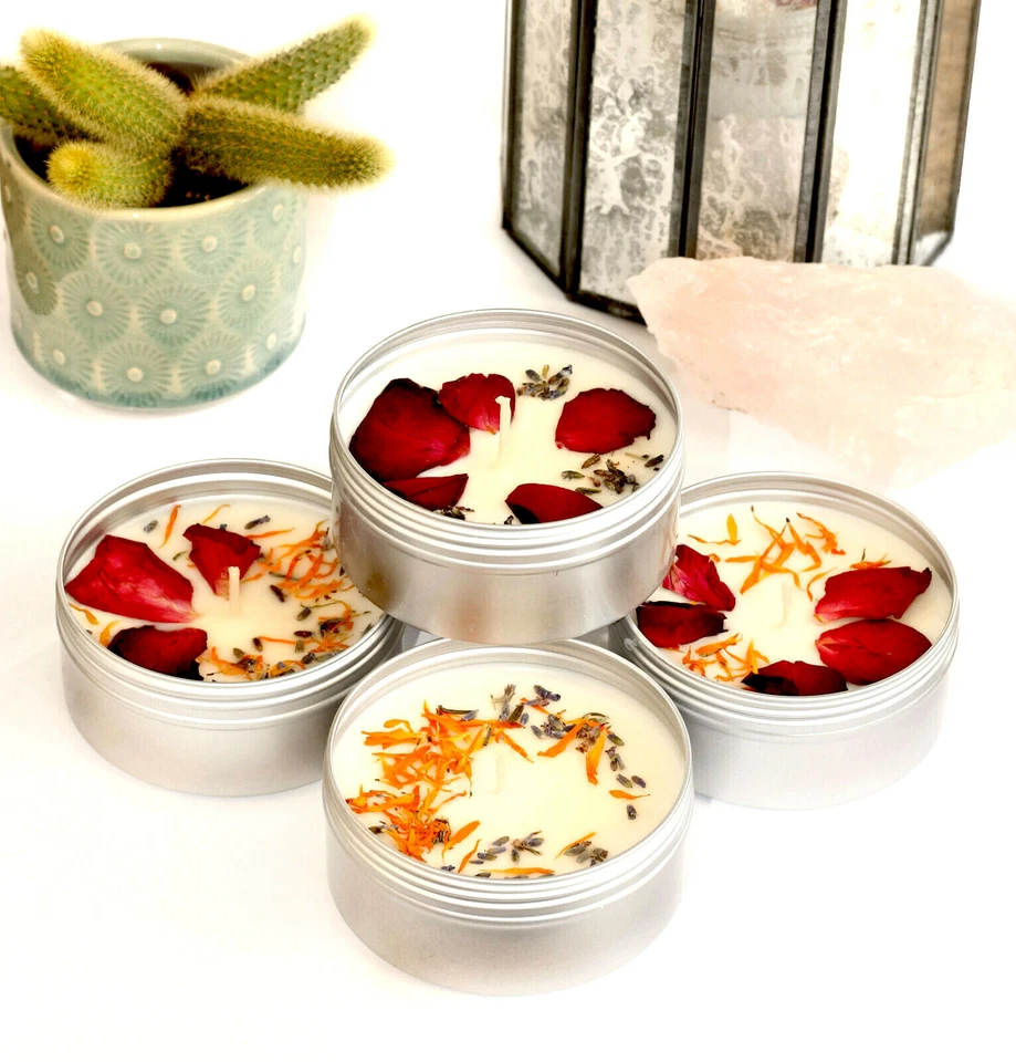 CANDLE MAKING KIT Makes 3 Dried Flower Petal Scented Eco Soy Wax Tin Candles KVH - Image 2 of 3