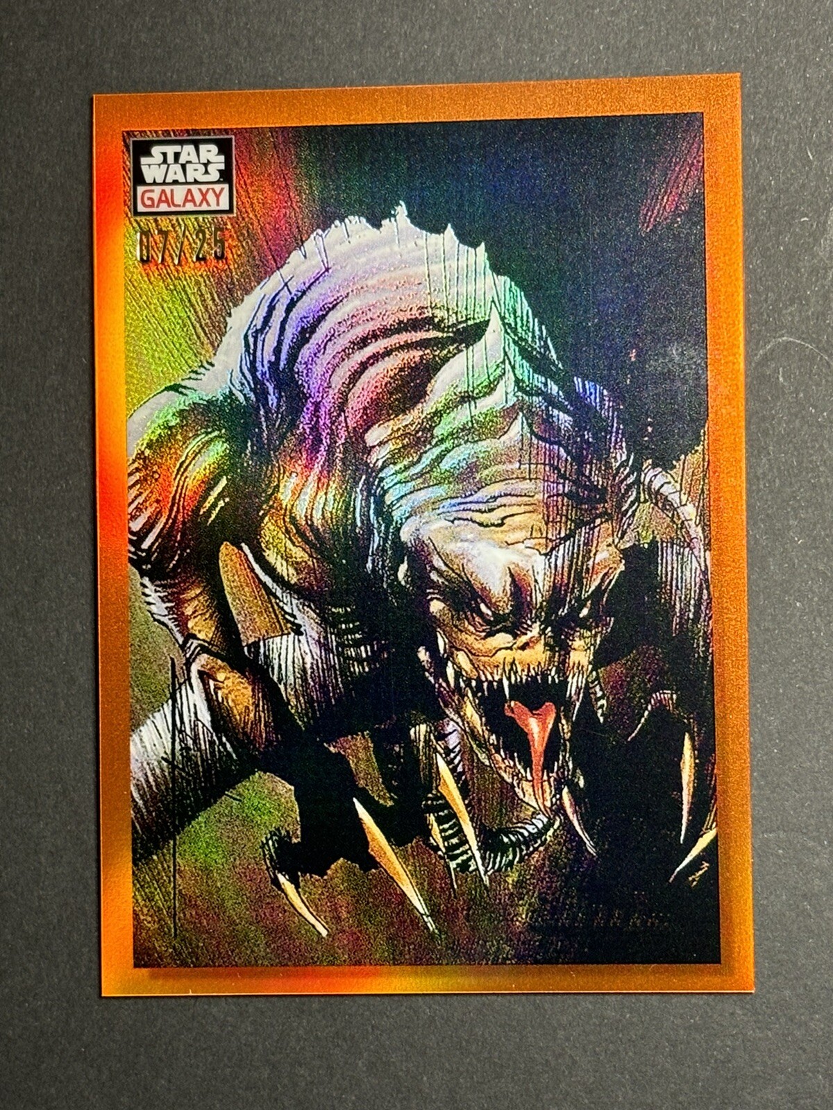 2023-24 Topps Chrome Star Wars Galaxy Ravenous Rancor Orange Refractor /25