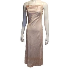 Victoria's Secret 100 Silk Slip Gown Maxi Dress Cowl Neck Small Pink Open Back
