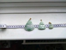 JOB LOT OF 5:  JADE BUDDHAS (3) & JADE FLOWERS (2)  PENDANTS (SOME 14K GOLD*)