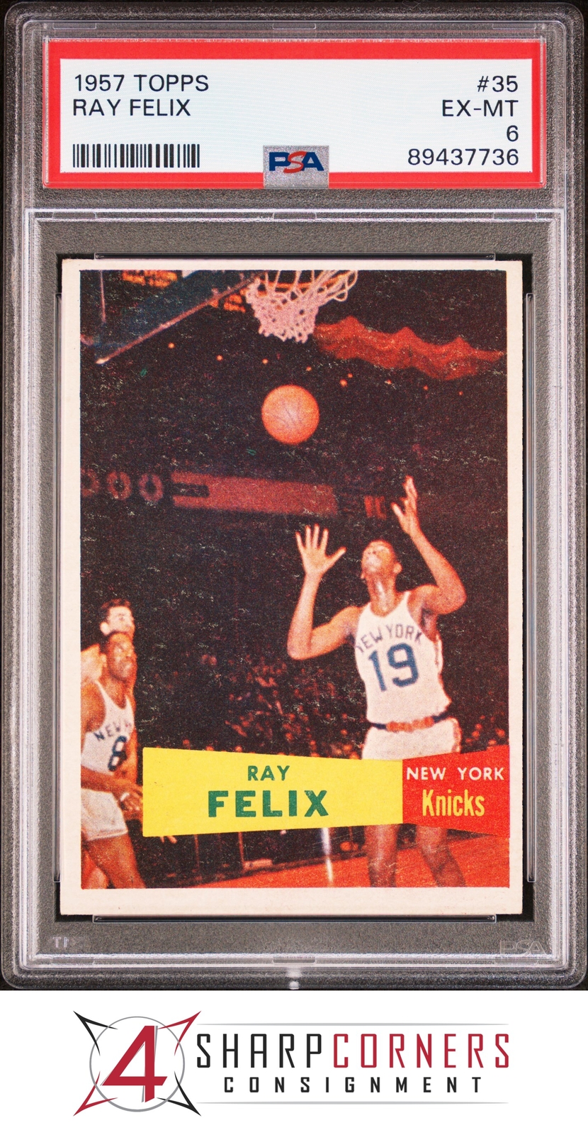 1957 TOPPS #35 RAY FELIX RC KNICKS PSA 6 K4026351-736