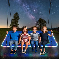 60 Inch Platform Tree Swing with LED Light, Large Outdoor Swing for Kids and Adu