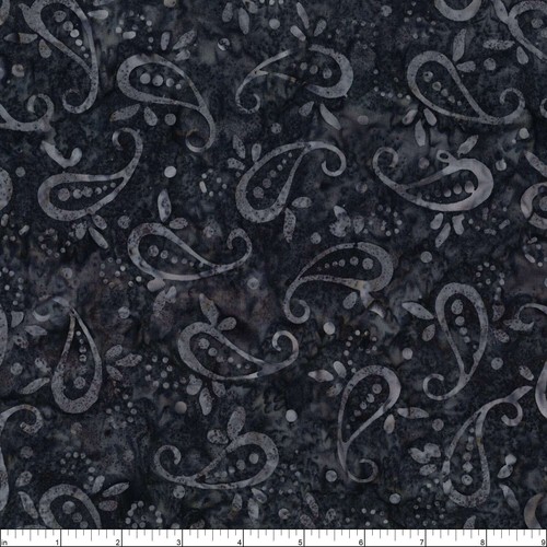 Wilmington Batiks - Starlight - Paisley - Black/Gray - Picture 2 of 7