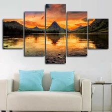 Two Medicine Lake Nature 5 Panel Canvas Print Wall Art Poster Home Decoration