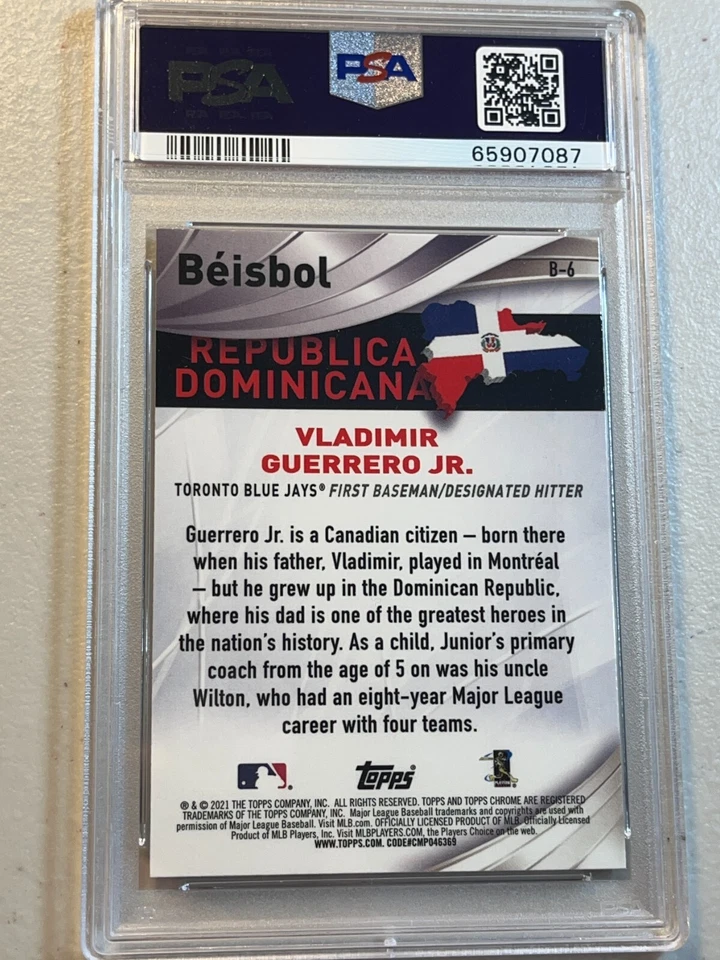Vladimir Guerrero Jr PSA 10 2021 Topps Chrome Beisbol Dominican Republic #B6 Gem - Image 2 of 2